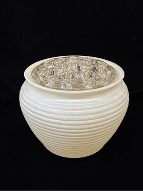 Vintage Glass Flower Arranging Vase w/ Glass Frog